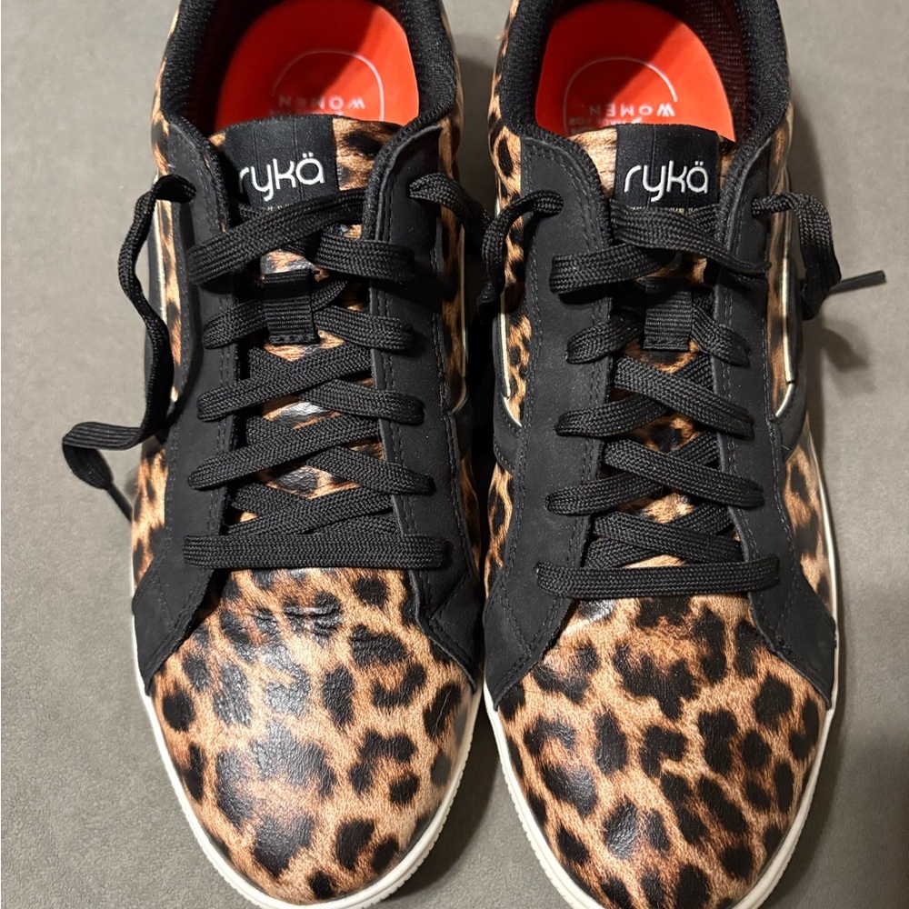 Ryka Women's Black and Leopard Sneakers